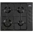 Plita incorporabila Nuova Cucina PG60BLK, Gaz, 4 arzatoare, Sistem de siguranta, Gratar fonta, 60 cm, Negru