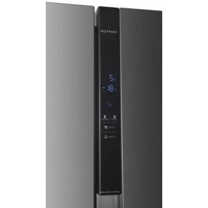 Heinner HSBS-HM439NFINVXWDD, 439 L, Clasa D, Full No Frost, Inverter, Dozator de apa, Control electronic, Iluminare LED, 177 cm, Inox