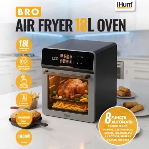 iHunt Friteuza cu aer cald Bro Oven, 1800W, 18L, Negru/Argintiu