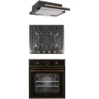 Pachet incorporabil Studio Casa Toscana Retro Rustic Cuptor electric & Plita pe gaz & Hota telescopica, Negru
