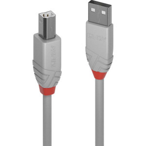 Cablu periferice LINDY Anthra USB 2.0 Male tip A - USB Male tip B, 1m, negru-gri
