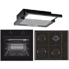 Pachet incorporabil Studio Casa Trio Mirage Iseo Cuptor electric & Plita pe gaz & Hota telescopica, Negru