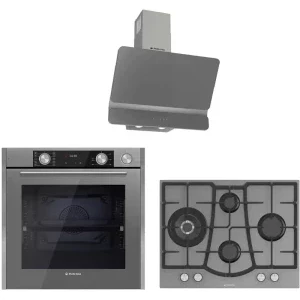 Pachet incorporabil Studio Casa Plane Elegance Cuptor electric & Plita pe gaz & Hota decorativa, Gri