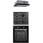 Pachet incorporabil Studio Casa Black Cuptor electric & Plita pe gaz & Hota telescopica, Negru