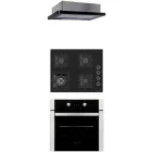 Pachet incorporabil Studio Casa Style Cuptor electric & Plita pe gaz & Hota telescopica, Negru & Inox