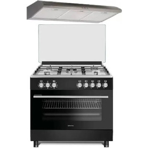 Pachet incorporabil Studio Casa Bergamo Aragaz pe gaz & Hota traditionala, Negru & Inox