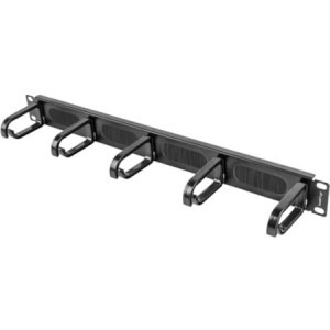 Lanberg Panou management cabluri cu perii 19 inch, 5 inele, tip B, Negru