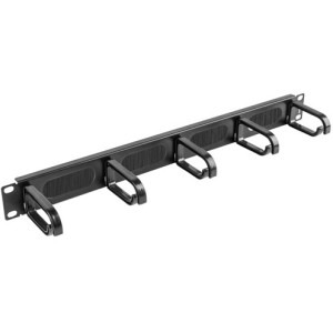 Accesoriu retea Lanberg Panou management cabluri cu perii 19 inch, 5 inele, tip B, Negru