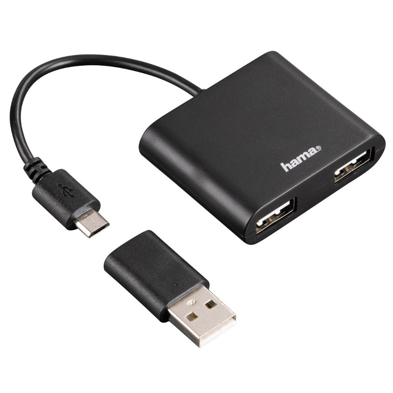 Hub USB Hama USB 2.0 2 port OTG negru