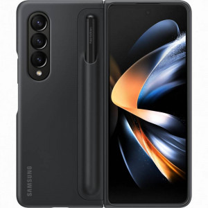 Samsung Protectie pentru spate Leather Flip Stand Black pentru Galaxy Z Fold 4 + S-Pen