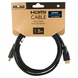 4World HDMI Male - HDMI Male, v1.4, 1.8m, Ethernet, negru