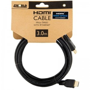 4World HDMI Male - HDMI Male, v1.4, 3m, Ethernet, negru