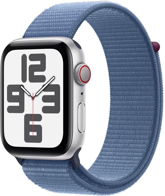 SmartWatch Apple Watch SE2 (2023), Cellular, 44mm Carcasa Aluminium Silver, Winter Blue Sport Loop