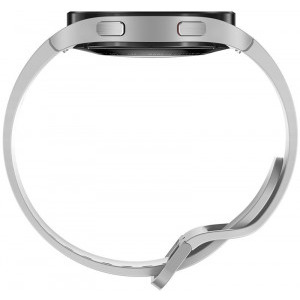Samsung Galaxy Watch 4, 44 mm, argintiu, curea silicon gri deschis, Wi-Fi, Bluetooth, GPS, NFC, rezistent la apa