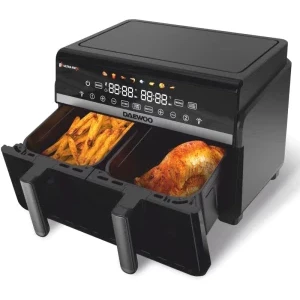 Daewoo Friteuza cu aer cald DAF2X1100LRB, 2200W, 5 L + 5L, Negru