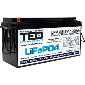 TED Acumulator LiFePO4 25.6V 100Ah Bluetooth BMS TED007445