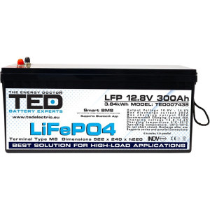 Accesoriu UPS TED Acumulator LiFePO4 12.8V 300Ah Bluetooth BMS TED007438