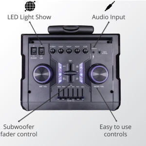 Akai Boxa portabila ABTS-112, 60W RMS, Bluetooth, Radio FM, USB, SD Card, Microfon Wireless inclus, Black