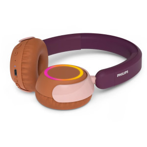 Philips On-Ear pentru copii TAK4200MP/00, Wireless, Bluetooth, Lumini LED, Violet
