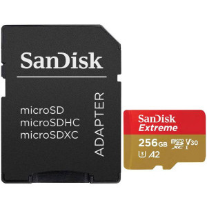 SanDisk Micro SDXC Extreme 256GB A2 C10 V30 UHS-I U3 + Adaptor