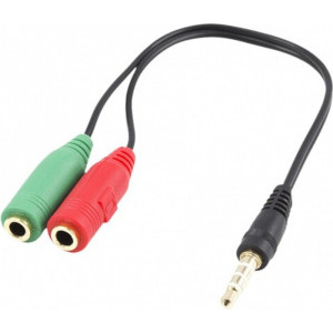 Cablu audio White Shark WS-354P-2X35, Jack 3.5 mm Male - 2x Jack 3.5 mm Female, 0.2m, Black