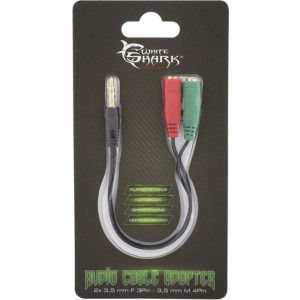 White Shark WS-354P-2X35, Jack 3.5 mm Male - 2x Jack 3.5 mm Female, 0.2m, Black