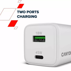 Canyon GaN, 1x USB, 1x USB-C, Power Delivery 45W