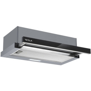 Tesla telescopica DT600AXB, Putere de absorbtie 350 m3/h, 2 trepte de viteza, Iluminare LED, 60 cm, Inox/Negru