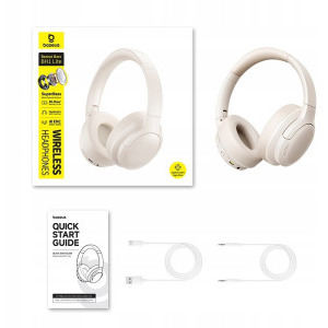 Baseus Over-Ear, Bowie Bass BH1 Lite, Wireless Noise Cancelling, White