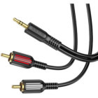 Cablu audio Borofone Jack 3.5 mm Male - 2x RCA Male, 1.5m, negru