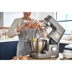 Kenwood KWL90.004SI Titanium Chef Patissier XL, 1400 W, 6 functii presetate, 2 vase 7 l/ 5 l, 13 trepte viteza, cantar integrat, sistem de incalzire, 4 accesorii, argintiu