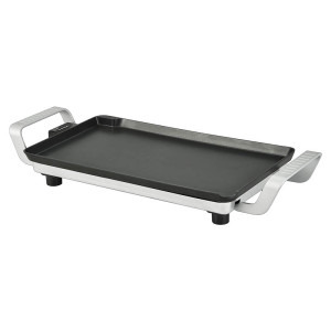 Fram Gratar electric FEG-F2500SL, 2500W, placa fixa turnata, invelis antiaderent, placa 52 X 26 cm, temperatura ajustabila, maner rece, maner din aluminiu turnat, Negru/Argintiu, Negru-Gri
