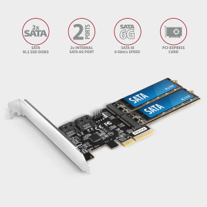 AXAGON PCES-SA4M2 1x PCI-E Male - 2x M.2 SATA SSD