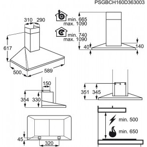 Electrolux semineu EFF60560OX, Putere de absorbtie 603 m3/h, 1 motor, 4 viteze, 60 cm, Inox