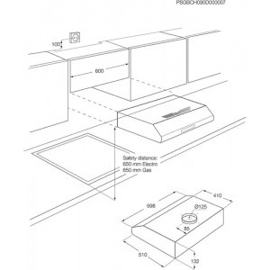 Electrolux traditionala LFU216X, Putere de absorbtie 208 m3/h, 1 motor, 60 cm, Inox
