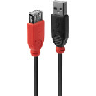 Cablu periferice LINDY USB 2.0 tip A Male - USB 2.0 tip A Female, 5m, negru-rosu