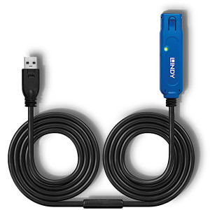 LINDY Pro, USB 3.0 tip A Male - USB 3.0 tip A Female, 10m, negru-albastru