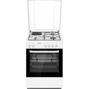Aragaz Heinner HFSC-S60E1HSWH, Mixt, 3 arzatoare, 1 zona de gatit, Dispozitiv de siguranta, Grill, 60 cm, Alb