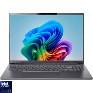 Laptop Acer 16 Aspire 16 AI A16-52M, WUXGA+ OLED 120Hz, Procesor Intel® Core™ Ultra 5 226V (8M Cache, up to 4.50 GHz), 16GB LPDDR5X, 1TB SSD, Intel Arc 130V, No OS, Steel Gray