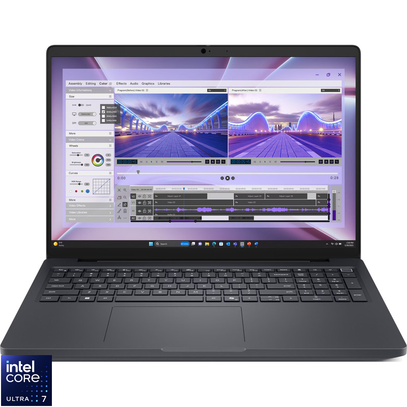 Laptop DELL 16'' Pro Max 16 MC16250, FHD+, Procesor Intel® Core™ Ultra 7 265H (24M Cache, up to 5.30 GHz), 16GB DDR5, 512GB SSD, Intel Arc 140T, Win 11 Pro, 3Yr ProSupport