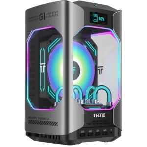Mini PC Tecno Gaming Mega Mini G1, Intel® Core™ i9-13900H 5.4GHz Raptor Lake, 32GB RAM DDR5, 1TB SSD, GeForce RTX 4060 8GB, Wi-Fi, Bluetooth, HDMI, Windows 11 Home, Sistem cu racire lichida, Display integrat