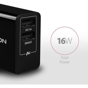 AXAGON ACU-DS16, 2x USB, Quick Charge 16 W, Black