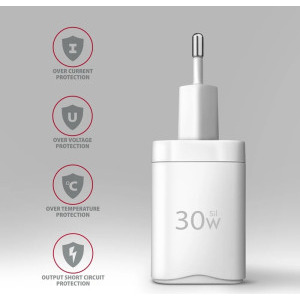 AXAGON ACU-PQ30W, 1x USB-C, 1x USB, Quick Charge 30 W, White