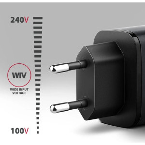 AXAGON ACU-PQ67, 1x USB-C, 1x USB, PD/QC 67W, GaN, Grey