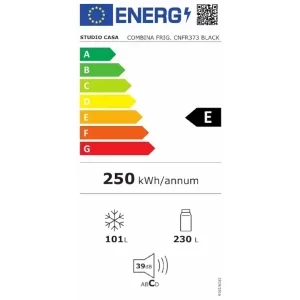 Studio Casa CNFR373BLK, 330 L, Clasa E, No Frost, Control mecanic, 190 cm, Negru