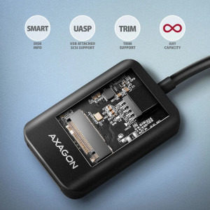 AXAGON ADM2-CM 1x USB-C Male - 1x M.2 NVMe/SATA Female, 10cm, negru