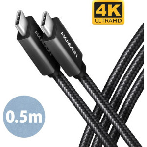 Cablu de date / adaptor AXAGON BUCM32-CM05AB, USB-C Male la USB-C Male, 20Gbps, PD 100W, 0.5 m, Black