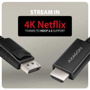 AXAGON DisplayPort Male - HDMI 2.0 Male, 1.8 m, Negru