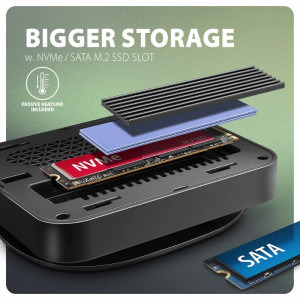 AXAGON Docking Station HMC-UFO, USB-C 10Gbps, 9-in-1, 100W Power Delivery, 4K HDMI, NVMe/SATA M.2, Gigabit LAN, SD/microSD, Jack 3.5mm