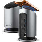 AXAGON HMC-WL9 Docking Station USB-C 10Gbps, 9-in-1, Wireless Charging 15W, 100W Power Delivery, 1x HDMI 4K, 1x DisplayPort 4K, Gigabit LAN